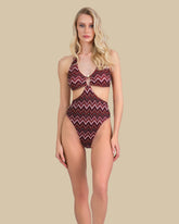 Isla & Evie Zig Zag Print Cut Out Swimsuit